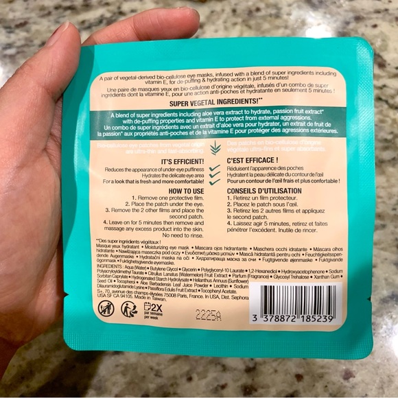 New 3x Sephora Collection Hydrating Vitamin Eye Masks - Aloe Vera - Picture 2 of 2
